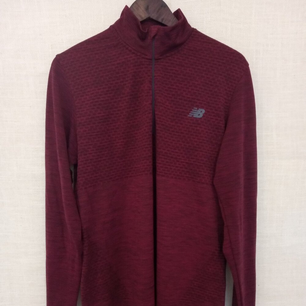 New Balance NB Heat Maroon Long Sleeve Quarter Zip Shirt
